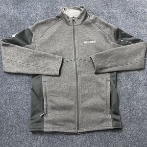 Spyder Jacket Mens Medium Gray Full Zip Fleece Softshell Panels Hiking Outdoor